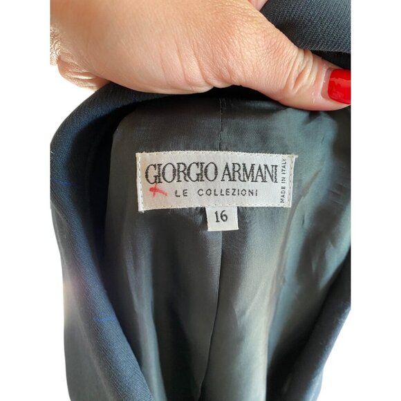 NWT Vintage Giorgio Armani Le Collezioni Pinstripe Wool Blazer Jacket Sz 16 - Picture 5 of 7